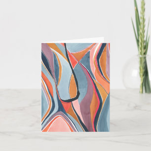 Colorful Watercolor Abstract Art Folded Note Card