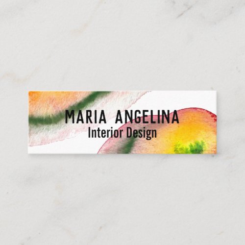 Colorful watercolor abstract art swirls red yellow mini business card