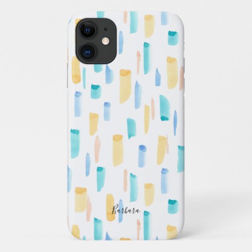 Colorful Watercolor Abstract Brush Stroke Pattern iPhone 11 Case