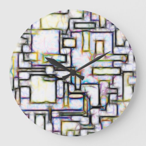 Colorful Watercolor Abstract Geometric Modern Large Clock
