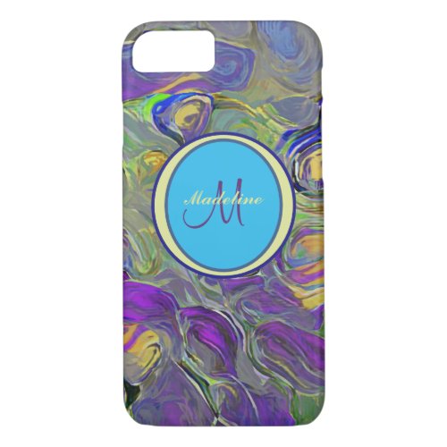 Colorful Watercolor Abstract Pattern Monogram iPhone 87 Case