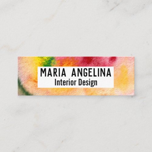 Colorful watercolor abstract swirls red yellow mini business card