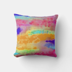 Colorful Watercolor abstract Throw Pillow