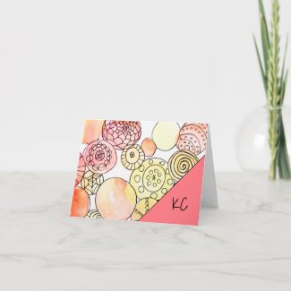 Colorful Watercolor Abstract Whimsical Art Note Card