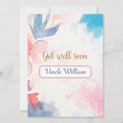 Colorful watercolor abstract with Get well message Card