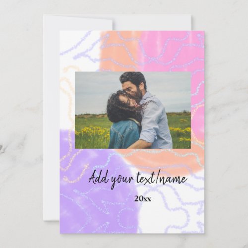 Colorful watercolor add your name image text invitation