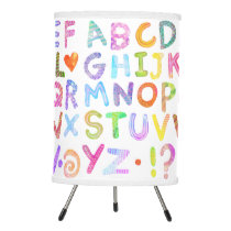Colorful Watercolor Alphabet Tripod Lamp