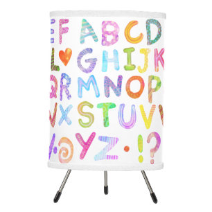 Colorful Watercolor Alphabet Tripod Lamp