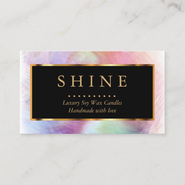 Colorful Watercolor and Gold Business Card (Front)