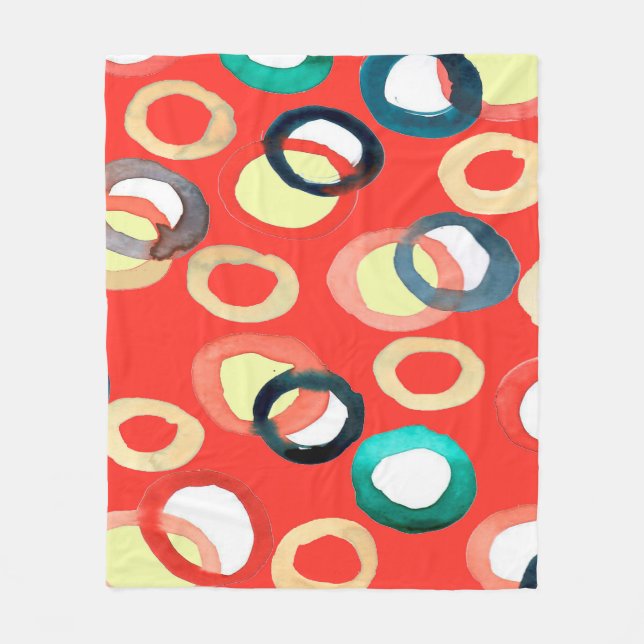 Colorful watercolor aquarell seamless pattern fleece blanket (Front)