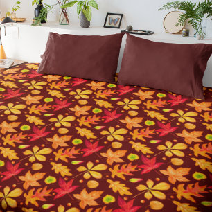 Colorful Watercolor Autumn Leaves  Duvet Cover