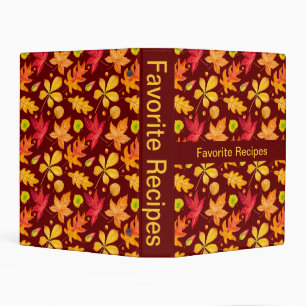 Colorful Watercolor Autumn Leaves Recipe Mini Binder