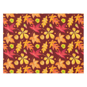 Colorful Watercolor Autumn Leaves Tablecloth