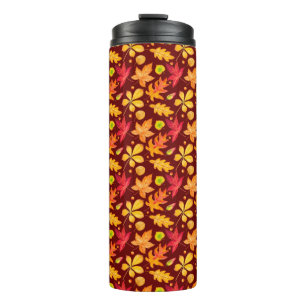 Colorful Watercolor Autumn Leaves  Thermal Tumbler