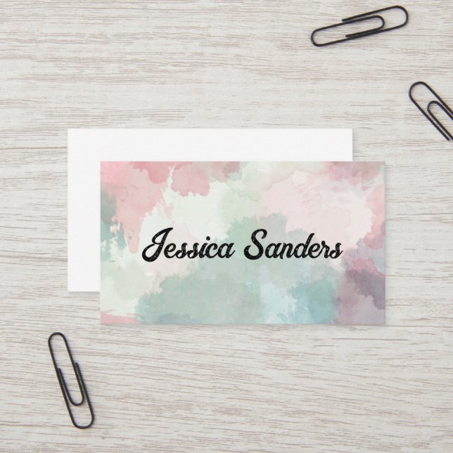 Colorful Watercolor Background Business Card (Front/Back In Situ)