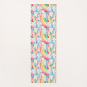 Colorful Watercolor Background with Rainbows Yoga Mat
