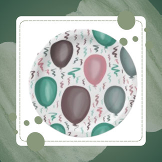 Colorful Watercolor Balloon and Sash Paper Plates