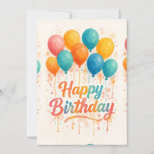 Colorful Watercolor Balloons Birthday Card