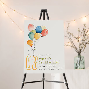 Colorful Watercolor Balloons Kids Welcome Birthday Foam Board