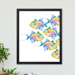 Colorful Watercolor Beach Art Poster