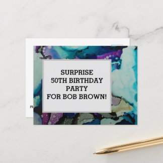 Colorful watercolor birthday postcard invitation