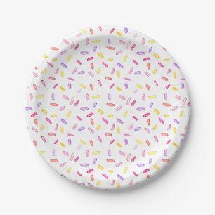Colorful Watercolor Birthday Sprinkles Party Paper Plates