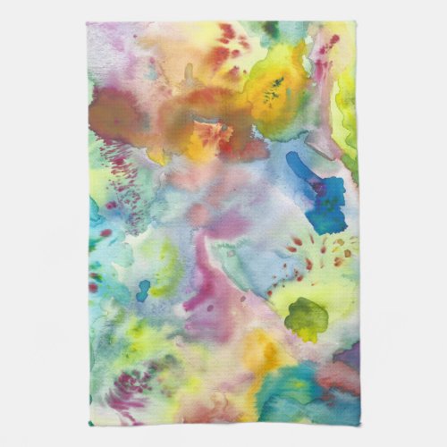 Colorful Watercolor Blobs  Splotches Abstract Art Kitchen Towel