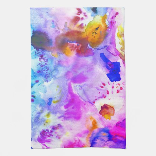 Colorful Watercolor Blobs  Splotches Abstract Art Kitchen Towel