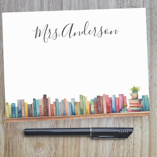 Colorful Watercolor Books Teacher Name Post-it Notes