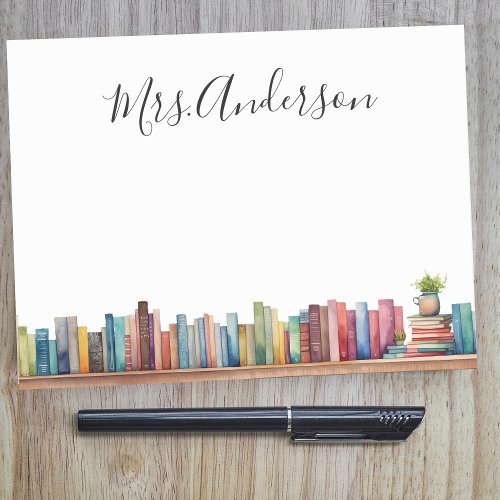 Colorful Watercolor Books Teacher Name Post_it Notes