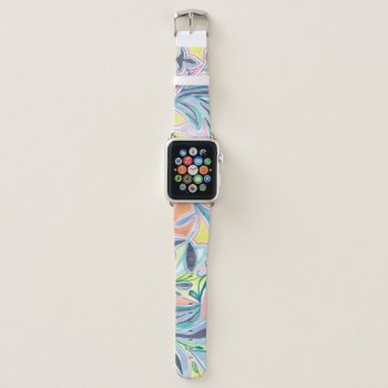 Colorful Watercolor Botanical Abstract Pattern Apple Watch Band by byEunMee at Zazzle
