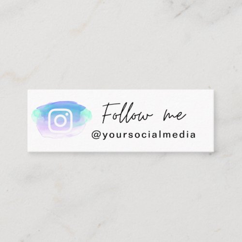 Colorful Watercolor Brush Instagram Follow QR Code Mini Business Card