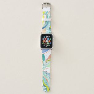 Colorful Watercolor Brush Strokes Abstract Pattern Apple Watch Band
