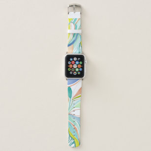 Colorful Watercolor Brush Strokes Abstract Pattern Apple Watch Band