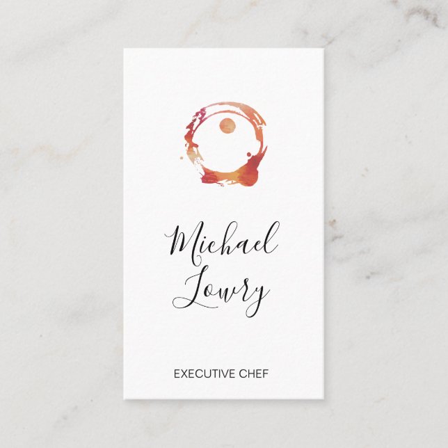 Colorful Watercolor Brushed Wine Stain Business Card (Front)