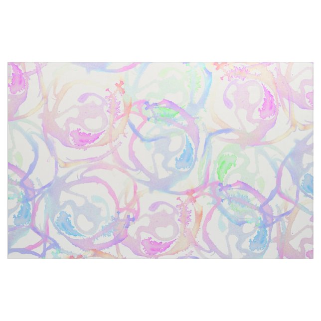 Colorful Watercolor Brushstroke Abstract Circles Fabric (Yard)
