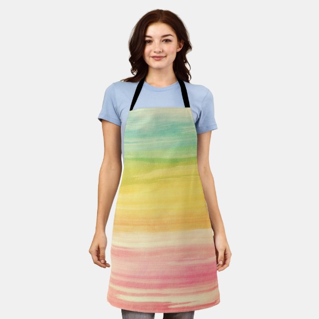Colorful Watercolor Brushstrokes Apron (Worn)