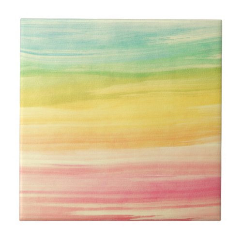 Colorful Watercolor Brushstrokes Ceramic Tile