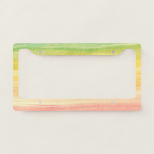 Colorful Watercolor Brushstrokes License Plate Frame (Front)