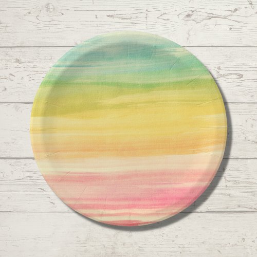 Colorful Watercolor Brushstrokes Paper Plates