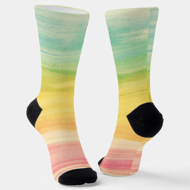 Colorful Watercolor Brushstrokes Socks (Angled)
