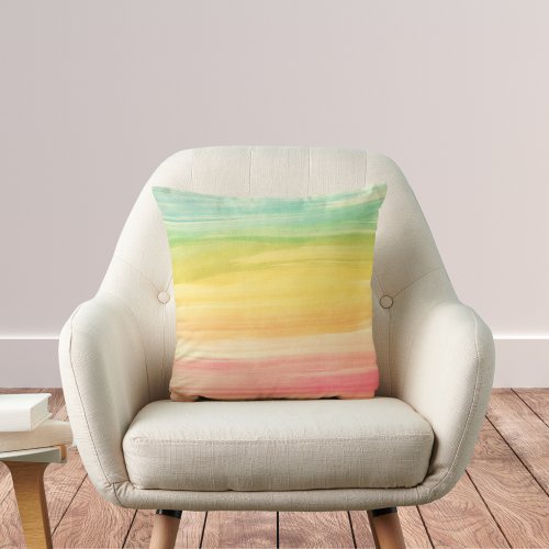 Colorful Watercolor Brushstrokes Throw Pillow