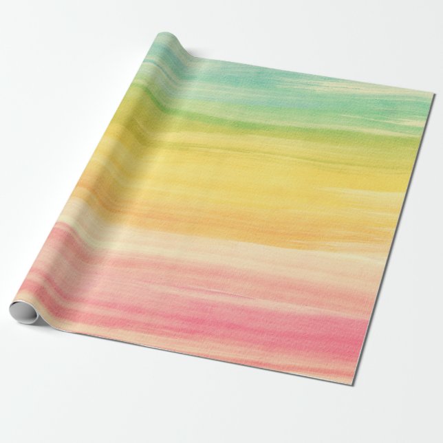 Colorful Watercolor Brushstrokes Wrapping Paper (Unrolled)