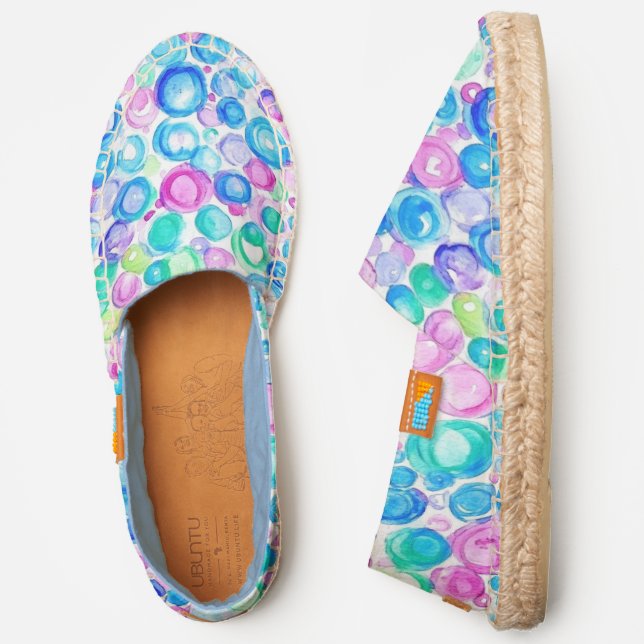 Colorful Watercolor Bubble Pattern Espadrilles (Side)