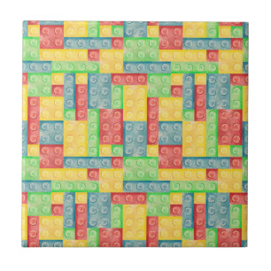 Colorful Watercolor Building Blocks Ceramic Tile