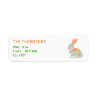 Colorful Watercolor Bunny Shape Cute Easter Label
