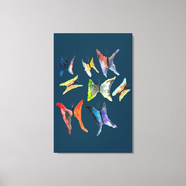 Colorful watercolor butterflies canvas print (Front)