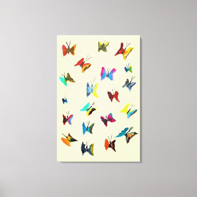Colorful watercolor butterflies canvas print (Front)
