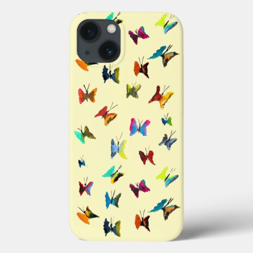 Colorful watercolor butterflies iPhone 13 case