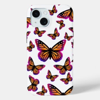 Colorful Watercolor Butterflies Iphone 15 Case by Omtastic at Zazzle